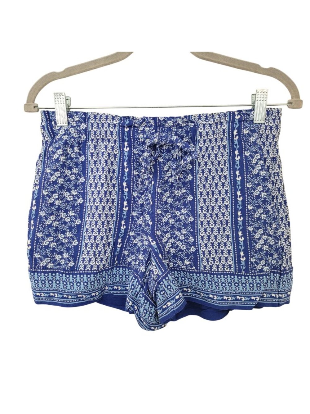LOFT Floral Print Shorts Womens Size XS Blue White Pull On Summer Beachy